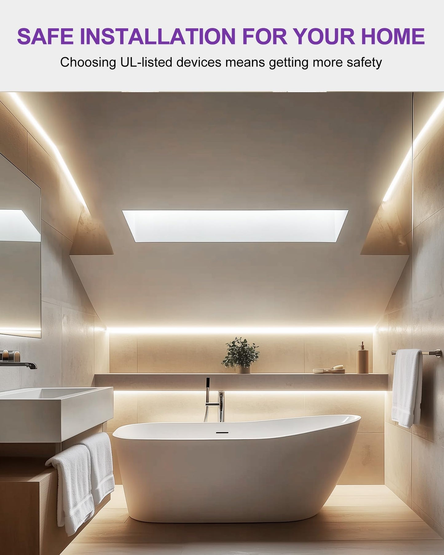 Outdoor LED Strip Lights Waterproof White, 16.4ft IP67 High Density Dimmable Tape Light 4000K, 600 LEDs, 300Lm/ft, 12V Flexible Rope Lights for Home, Balcony, Roof, Patio (Power Source Not Included)
