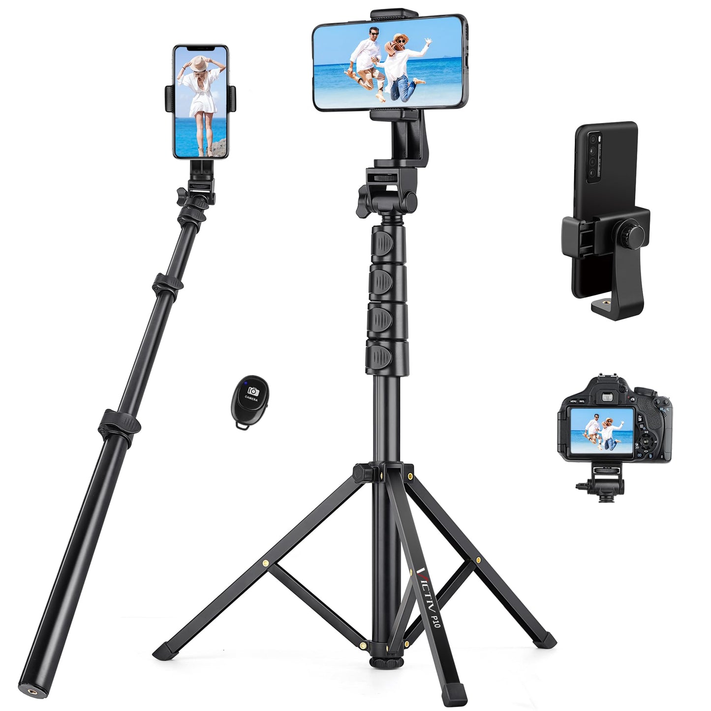 70 Phone Tripod With Remote & Holder, Portable Cell Phone Stand, Selfie Stick For Video Recording, Compatible With Iphone 14/13