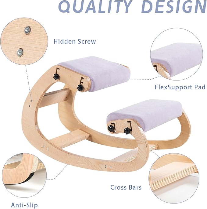 VDNEND Knee Chair Ergonomic for Office,Rocking Kneeling Chair Desk,Adjustable Posture Chairs for Relieve Neck or Back Pain,Balance Chairs for Work,Meditation,Home,Gifts for Men,Women,Her,Him