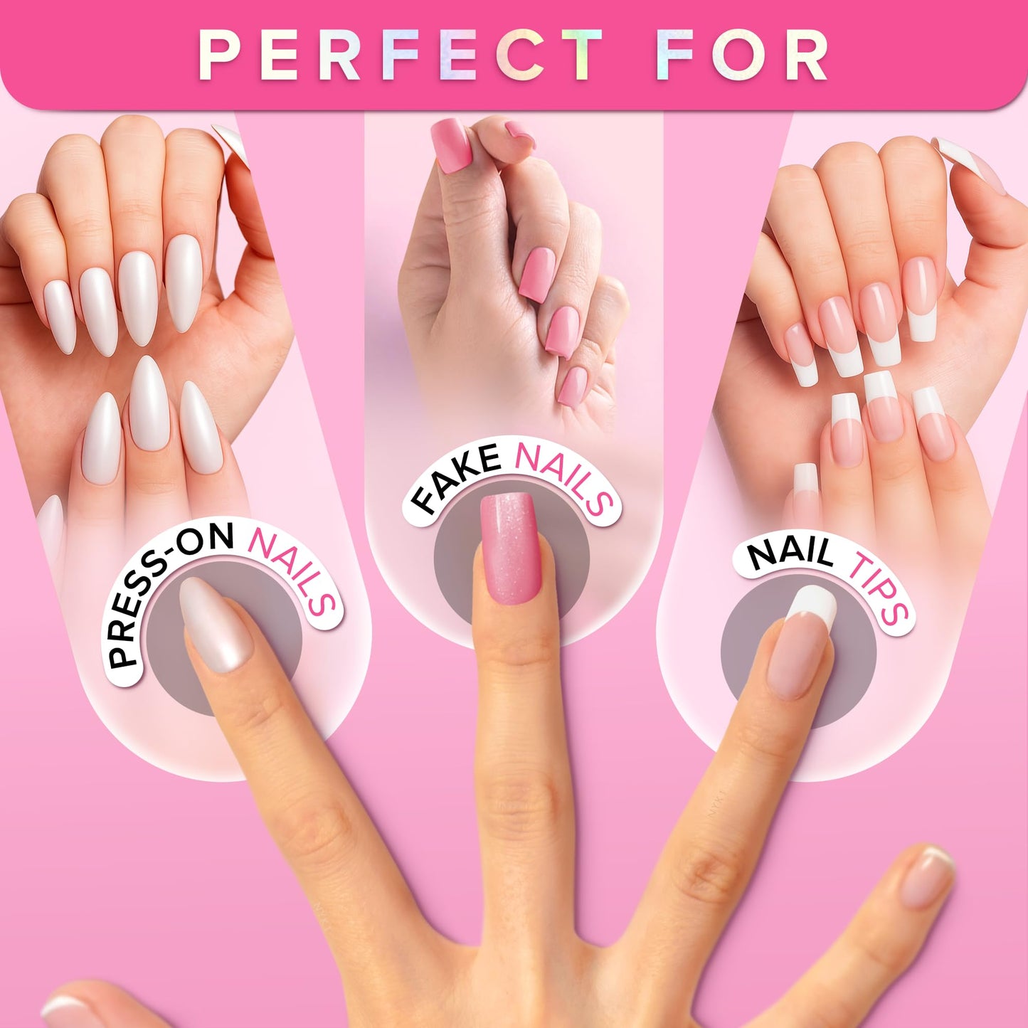 Super Strong Nail Glue for Press On Nails, Nail Tips & Acrylic Fake Nails (8ml) NYK1 NailBond Brush On Glue for Press Ons, Tips & Acrylics - Long Lasting, Maximum Strength, Mess-Free Application