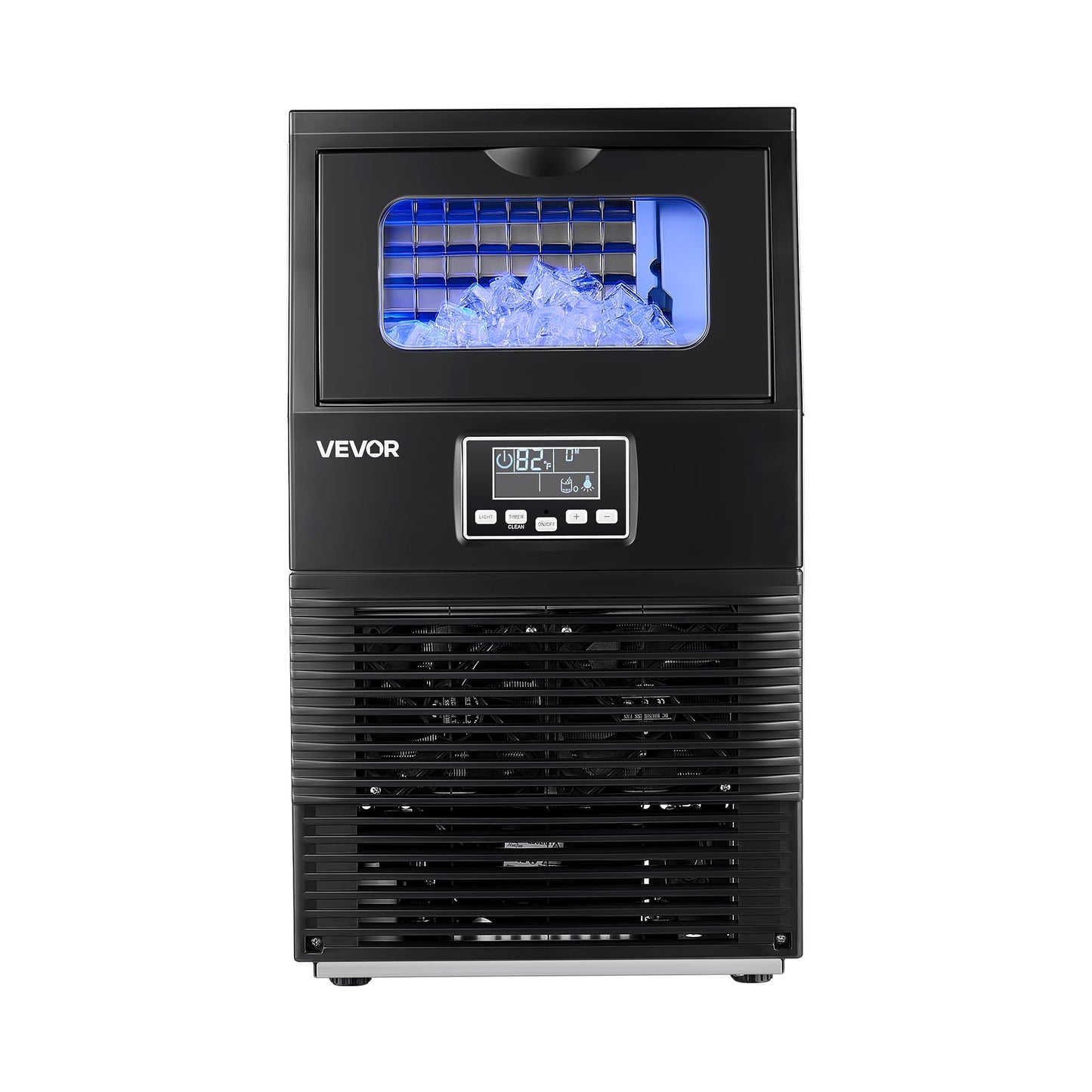 VEVOR Commercial Ice Maker Machine, 90 lbs/24h with 12Lbs Storage, 2 Water Inlet Modes, Stainless Steel Freestanding & Countertop Ice Maker with LED Display & Self-Cleaning, for Home Bar Restaurant
