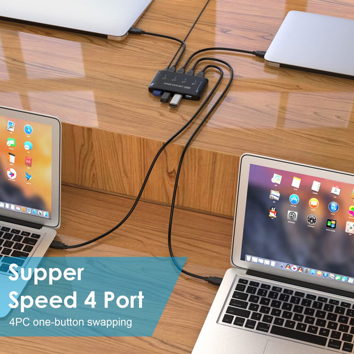 Chenyang Usb 2.0 Hub Kvm Switch Selector 4 Port Pcs Sharing 4 Devices For Keyboard Mouse Scanner Printer