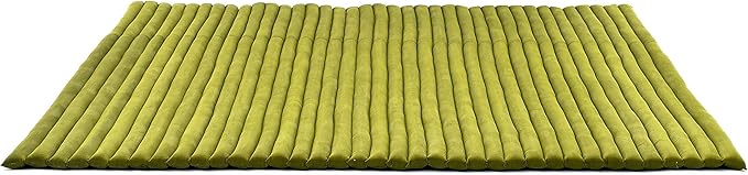Leewadee - Foldable Floor Mattress - Japanese Roll Up Futon -Trifold Tatami Mat- Guest Floor Bed - Camping Mattress - Thai Massage Mat, Kapok Filled, 75 x 57 inches, Green