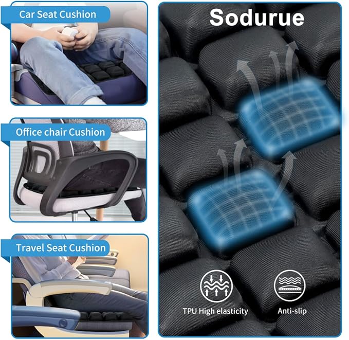 Sodurue Travel Cushion Airplane seat,Airplane seat Cushion for Long Flights,Press Type air Inflatable Wheelchair seat Cushion,49 airbags,for Car,Office,Stadium,Ergonomic Comfort Support,Heavy Duty