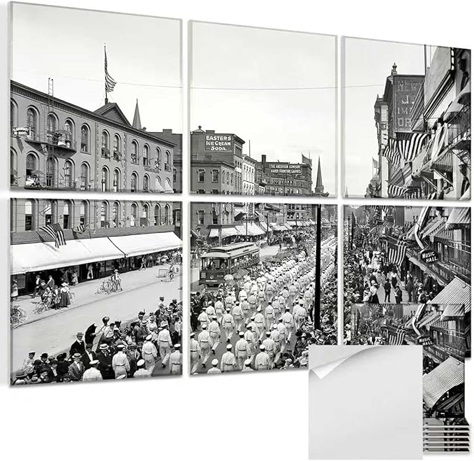 EVENRISING Acoustic Wall Panel 6 Pack, 23.6"x23.6"Decorative Art Soundproof Panel, Sound Absorb Self-Adhesive Panel, Acoustic Treatment for Studio, Home Theater, Office (Spectacle March 1900)
