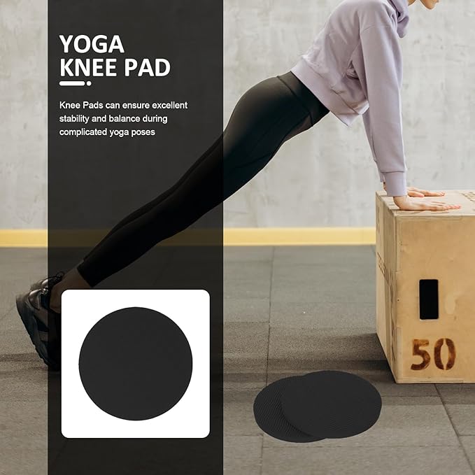 SHERCHPRY Yoga Knee Pads and Elbow Cushion, High-Elastic 15Mm Thick Non-Slip Yoga Kneeler Mat, Household Exercise Support Pads for Pilates and Fitness, Black Pair for Home Workout and Floor