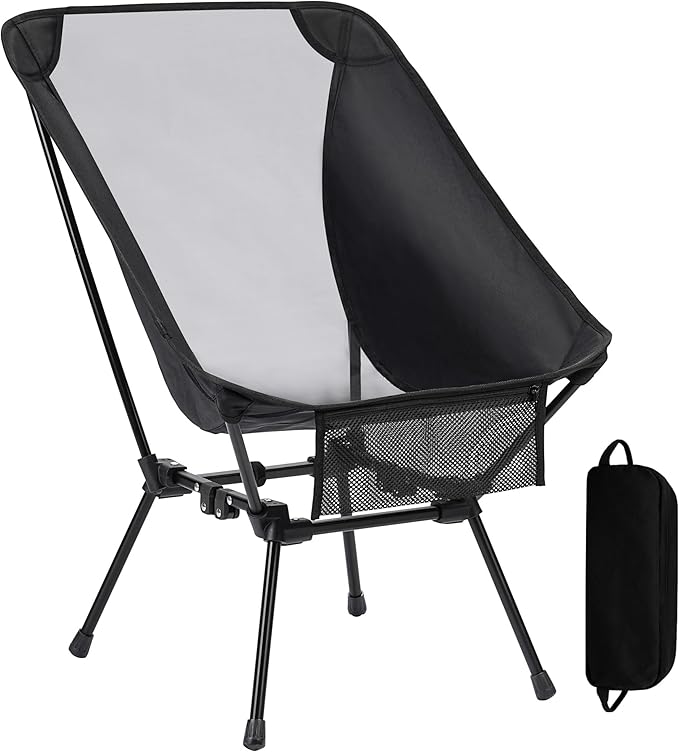 Aluminum Camping Chair with Storage Bag, 400lb Capacity, Roomier & Compact Folding Chairs for Adults, Lightweight & Portab...