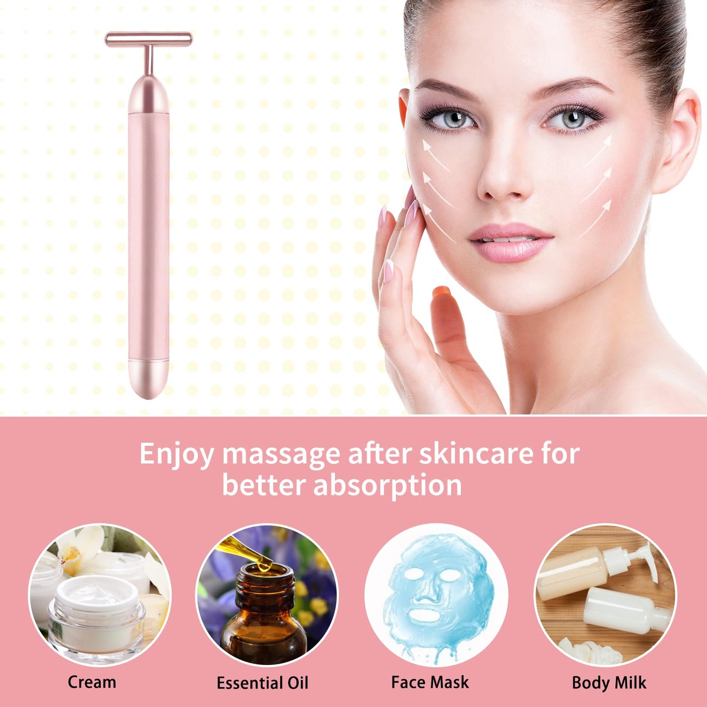 Face Massage Tool Electri Facial Lifting Toning Sculpting Device T Shape Beauty Bar Mini Microcurrent Vibration Massager Wand Fa