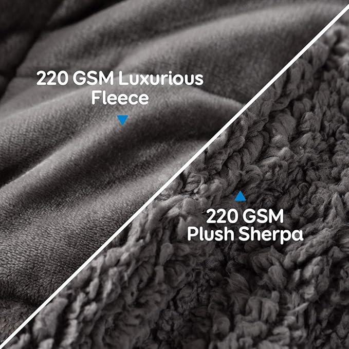 Weighted Blanket 41Inches x 60Inches 5lb, Flannel Cozy Plush Weighted Lap Blankets, Fuzzy Sherpa Weighted Blankets, Soft Blanket for Sofa Bed, Grey
