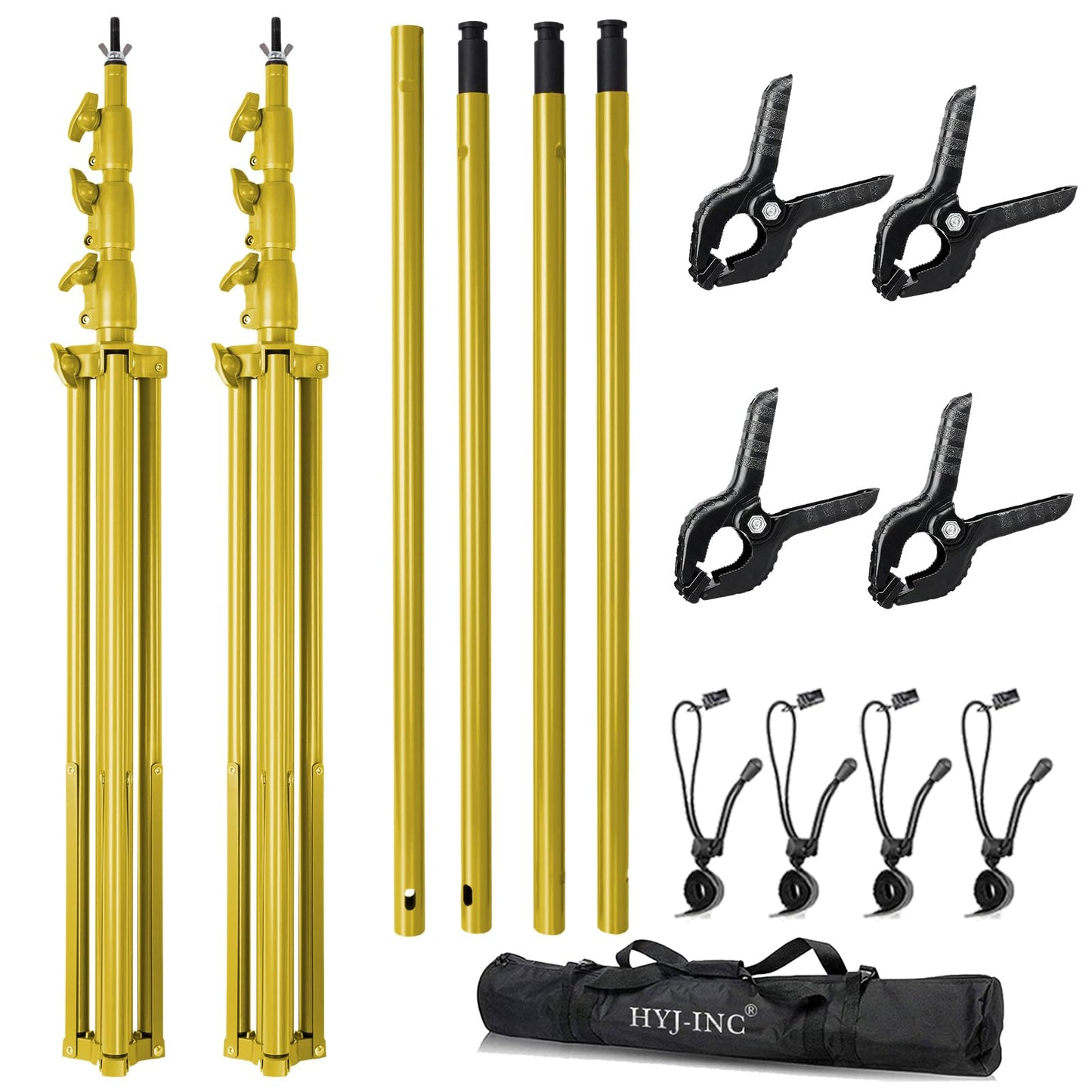 HYJ-INC 10x10Ft Photography Backdrop Stand - Titanium Gold, Adjustable Backdrop Stand for Parties, Photo Back Drop Stand, Background Support Stand with Carry Bag,Clamp.