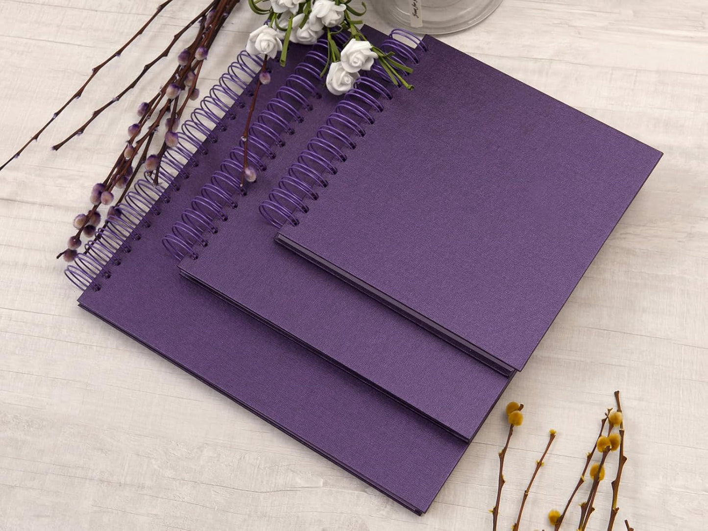 potricher 8 x 8 Inch DIY Scrapbook Photo Album 80 Pages Thick Kraft Blank Purple Paper Memory Book for Wedding and Anniversary Family (Purple, 8 Inch)