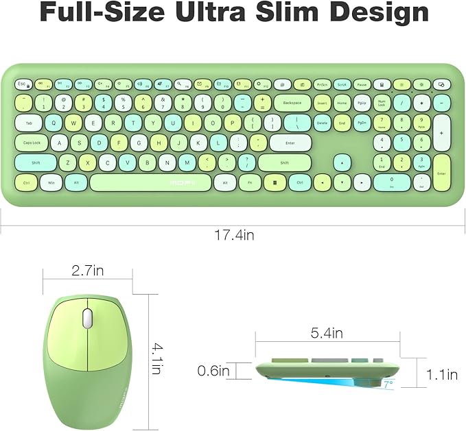 MOFii Wireless Keyboard and Mouse Combo, Computer Full Size Keyboard, 2.4GHz USB Dropout-Free Connection, Cute Wireless Moues for PC/Laptop/Mac Computer