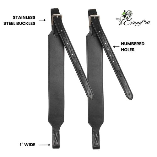 Exion Wide Stability Stirrup Leathers for English Saddles | Premium Cowhide Leather | Enhanced Leg Stability & Comfort | Sizes: 48" to 62" (Havana, 120 cm / 48 inches)
