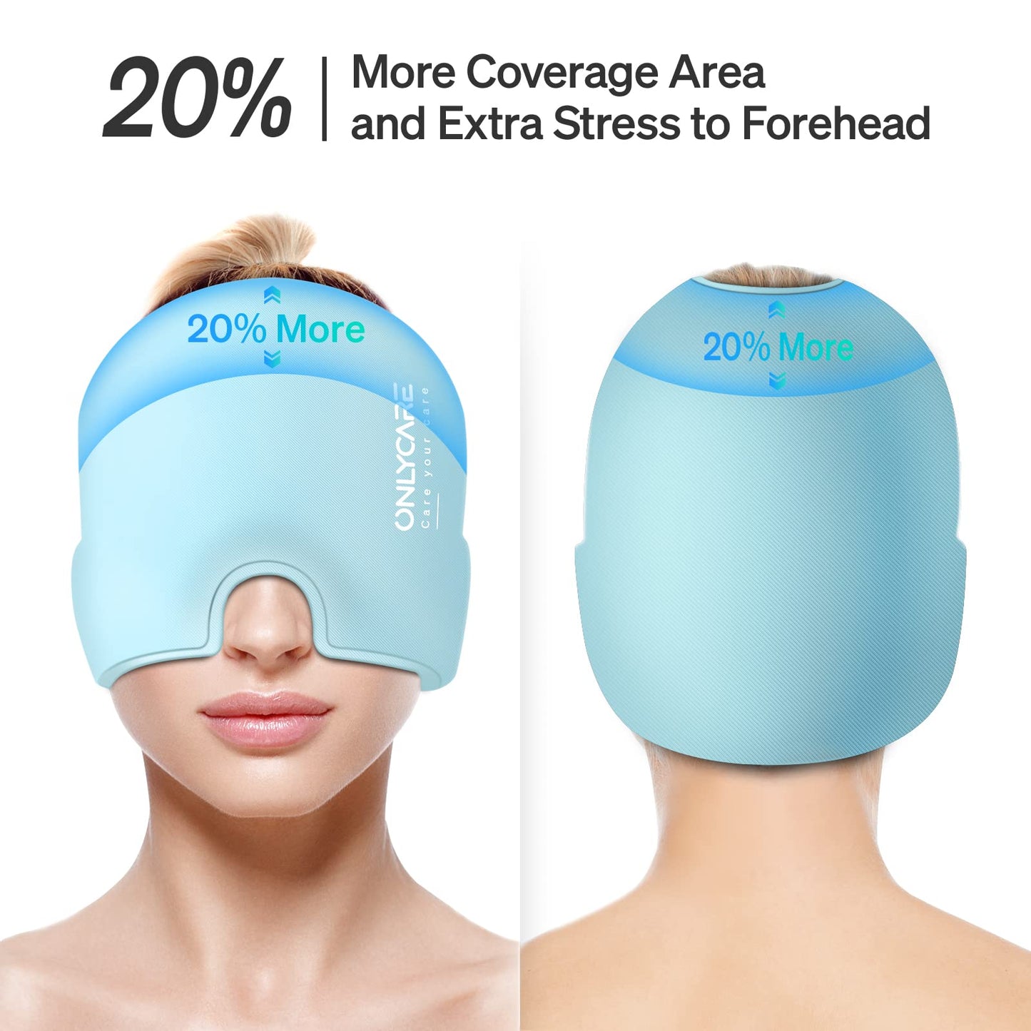 ONLYCARE Migraine Relief Cap, Upgraded Odorless Migraine Ice Head Wrap, Headache Relief Hat for Migraine, Blue