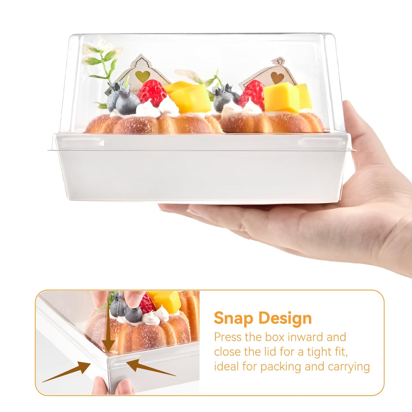 Kucoele 7 x 7 x 4 Inches White Paper Cake Boxes with Clear Lids, 20 Pack Square Charcuterie Boxes Disposable To Go Food Containers for 4-6 Inch Cake, Jumbo Cupcakes, Bakeries
