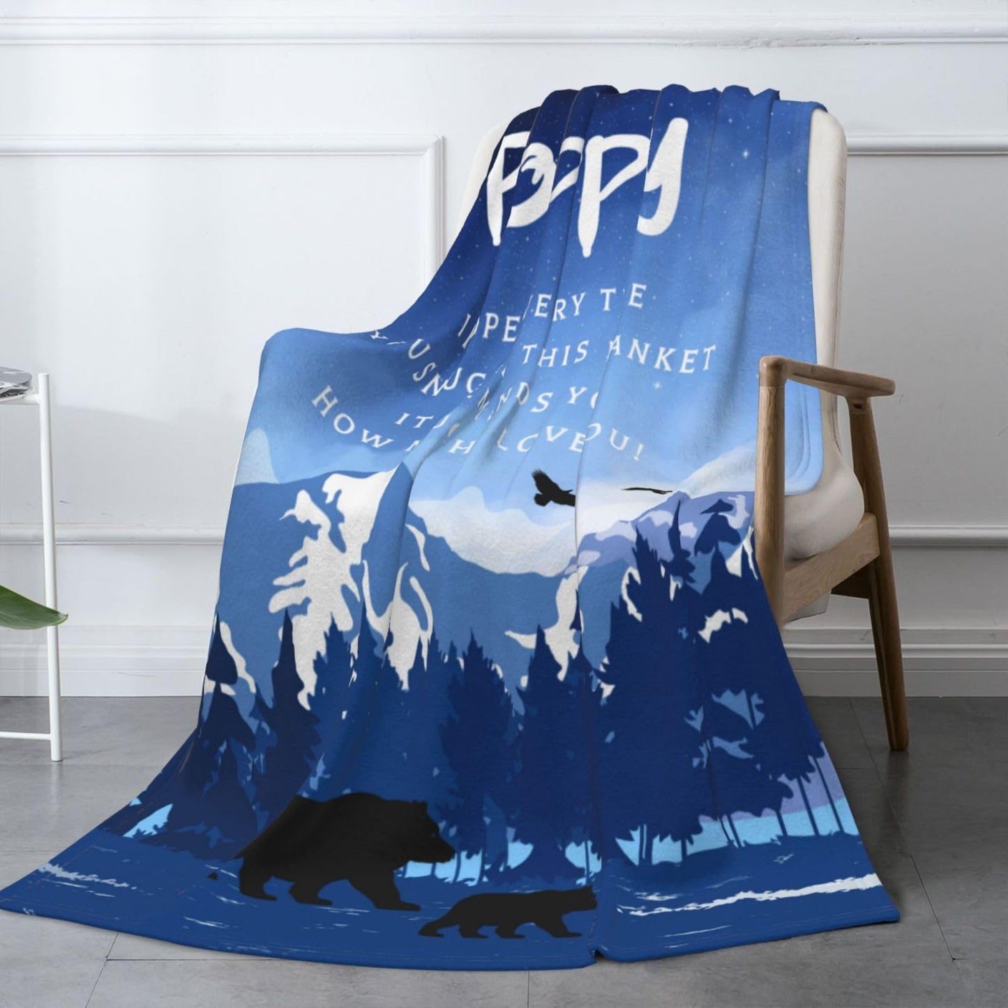 KJACGAD Poppy Gifts from Grandchildren Grandkids, Birthday Gifts for Poppy from Granddaughter Grandson, Grandpa Gifts Throw Blanket 60" x 50"