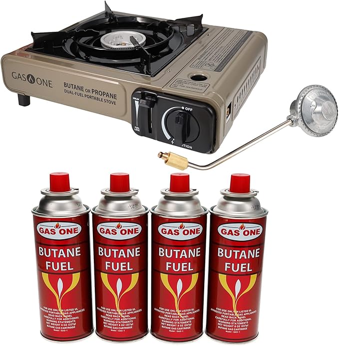 Gas One Propane or Butane Stove GS-3400P Dual Fuel Portable Camping and Backpacking Gas Stove Burner with Carrying Case Gr...