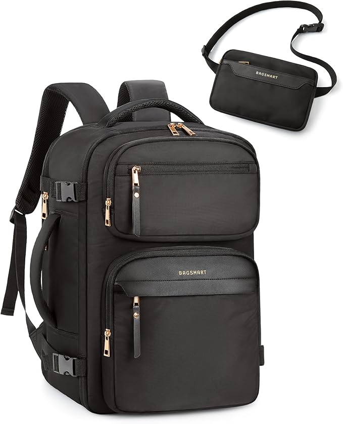 BAGSMART Womens Backpack Carry On Flight Approved, Travel Backpack for Women with Waist Bag, Traveling Lightweight Weekend...