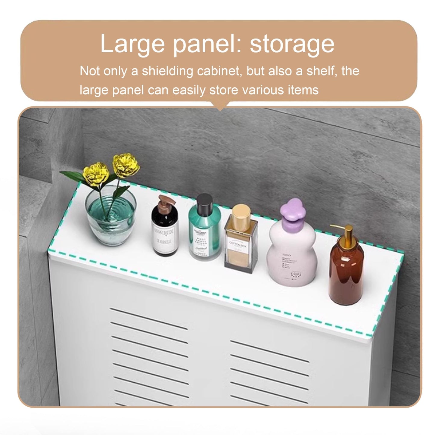 Modern 3-sided Radiator Cover Heating Cabinet Shelf Heater Cover for Old Radiators Bathroom Floor Cabinet Home Radiator Shelf Need to be placed against the wall for Living Room/Bedroom/Kitchen(19.7*23