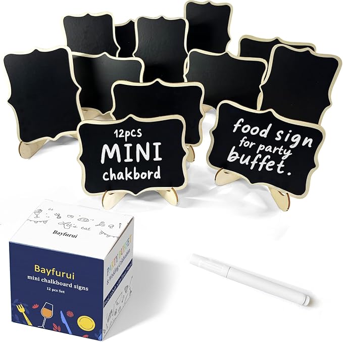 12pcs Mini Chalkboard Signs with Stand,Food Labels for Party Buffet, Food Tag/Name Card for Wedding Table, Name Tag Drink ...