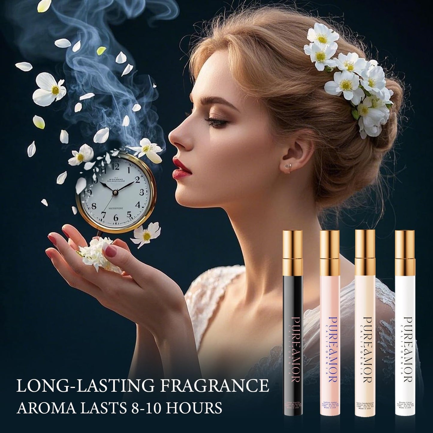 PUREAMOR Pheromones Perfumes for Women, Pepper & Spicy Sandalwood Perfume, Long Lasting Men Eau de Parfun, Premium Scent Blend Perfumes for Women, 0.41 fl. Travel Perfume Spray