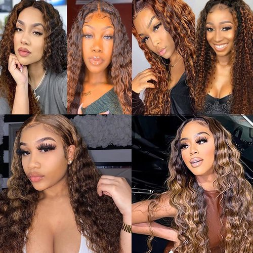 Habiliana Bundles Human Hair 16 18 20 Inch Deep Wave P4/30 Human Hair Bundles 11A Unprocessed Brazilian Virgin Quick Weave Hair Extensions for Black Women