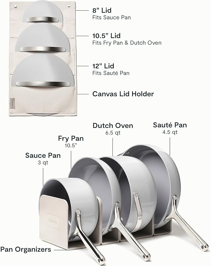 Caraway 23-Piece Nonstick Ceramic Cookware & Bakeware Set – Pots, Frying Pans, Lids, Baking Sheets, Pans, Cooling Rack & Storage – Oven Safe, Non-Toxic – Compatible with All Stovetops - Gray