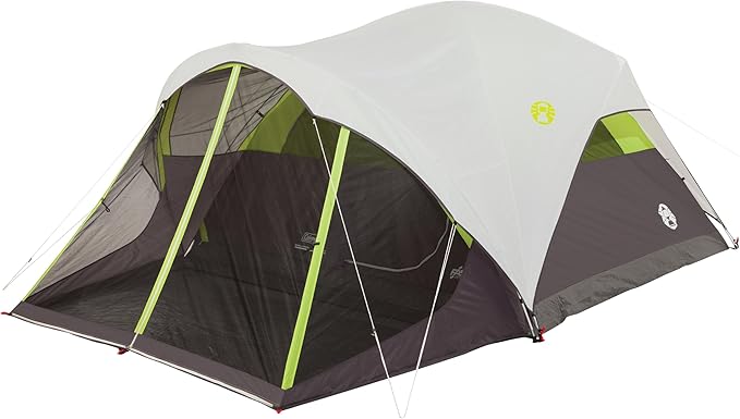 Coleman Steel Creek 6-Person Tent with Screened Porch & Integrated Rainfly, Weatherproof Tent with Screen Room Sets Up in ...