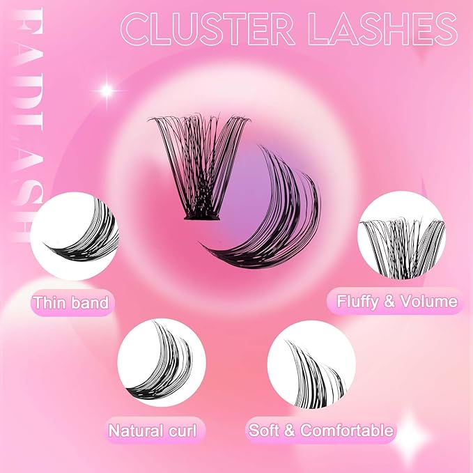 Lash Clusters Fluffy 50D+60D 10-18mm Mixed Tray Thick Eyelash Clusters D Curl Individual Lashes 280pcs Eyelash Extension Clusters Wispy Soft DIY Lash Extensions (50D+60D-0.07-D,10-18mm)