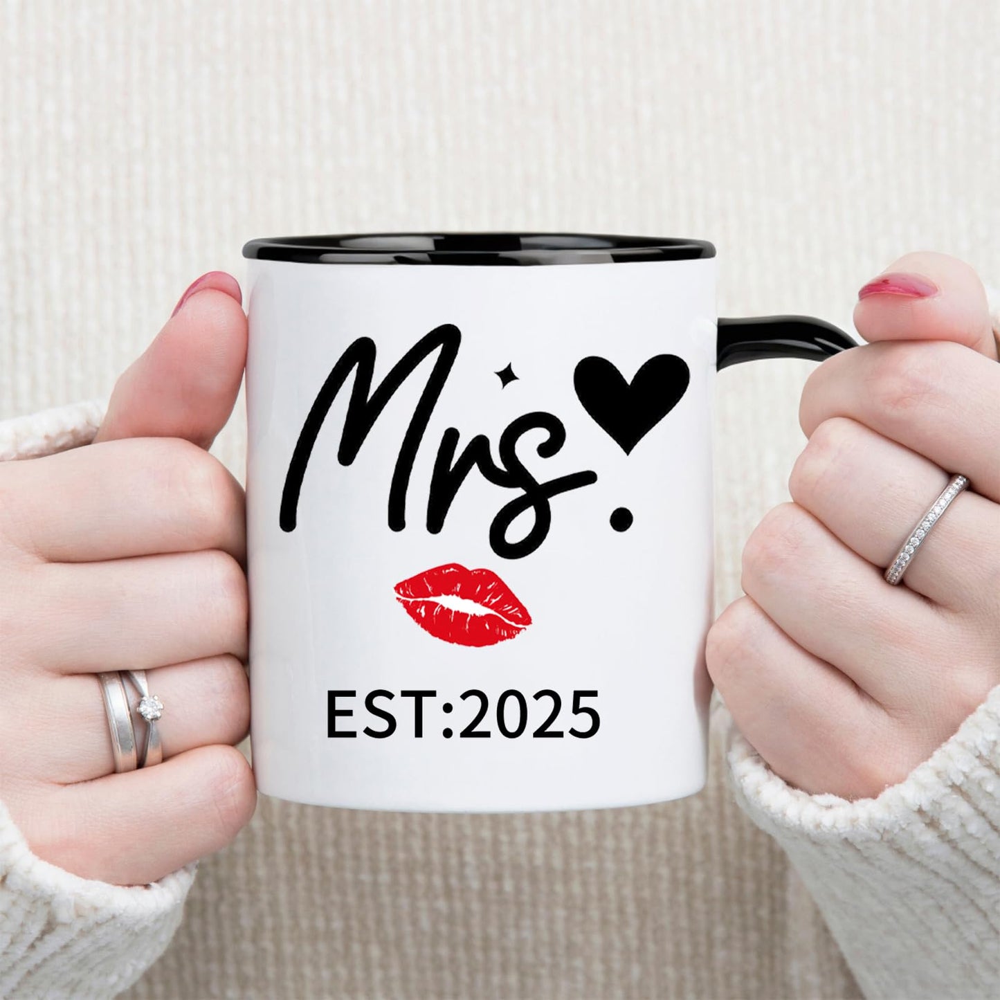 EST 2025 Mr and Mrs Gifts Valentine Wedding Gifts for Couples 2025 Ceramic Cups and Aprons Engagement Party Gift for Couples