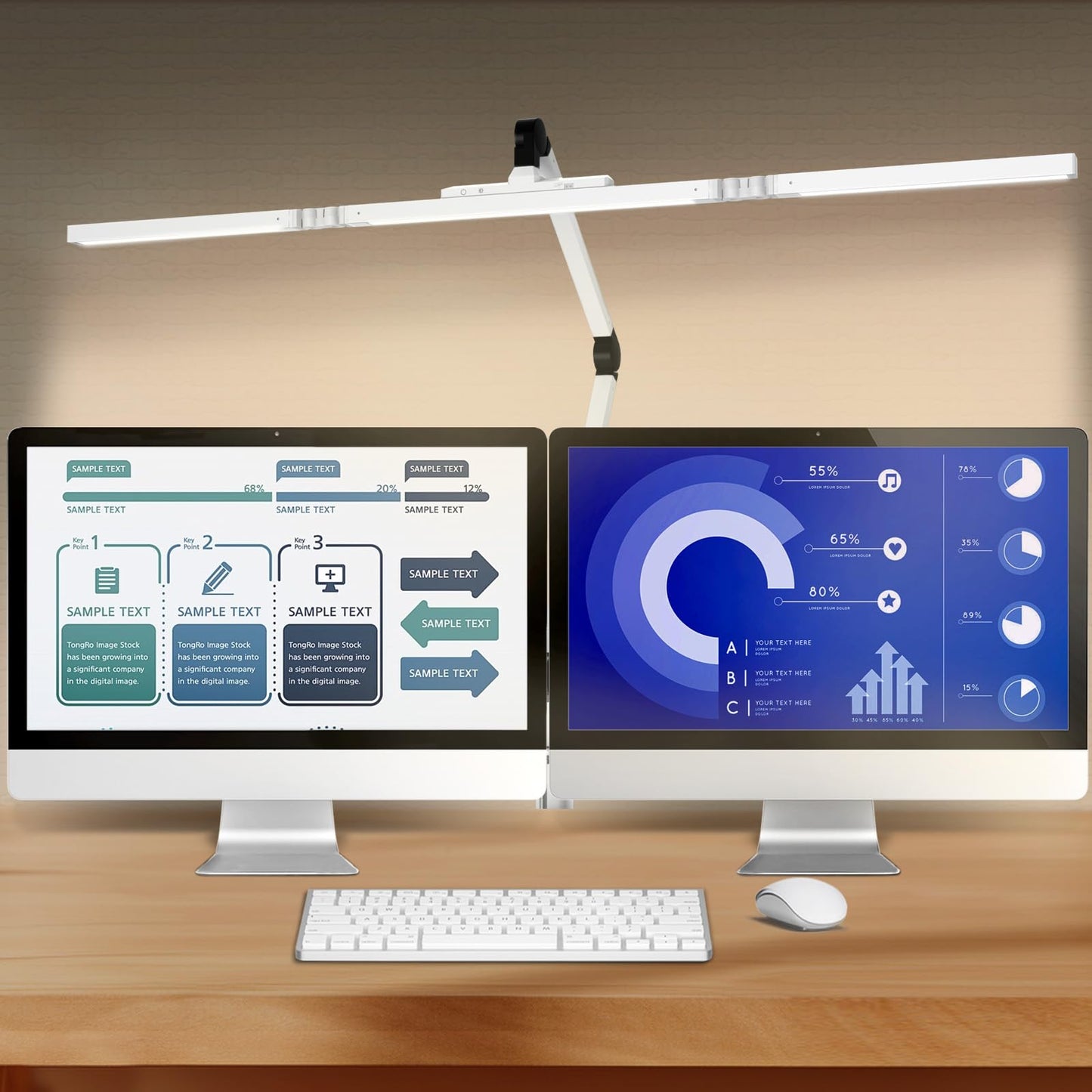 BZTA Led Desk Lamp for Home Office, Ultra Bright Touch-Dimming Architect Table Lamp with Clamp, 24W Adjustable Foldable Three Swing Arm Eyecare Led Desk Light with Infrared Sensor -White