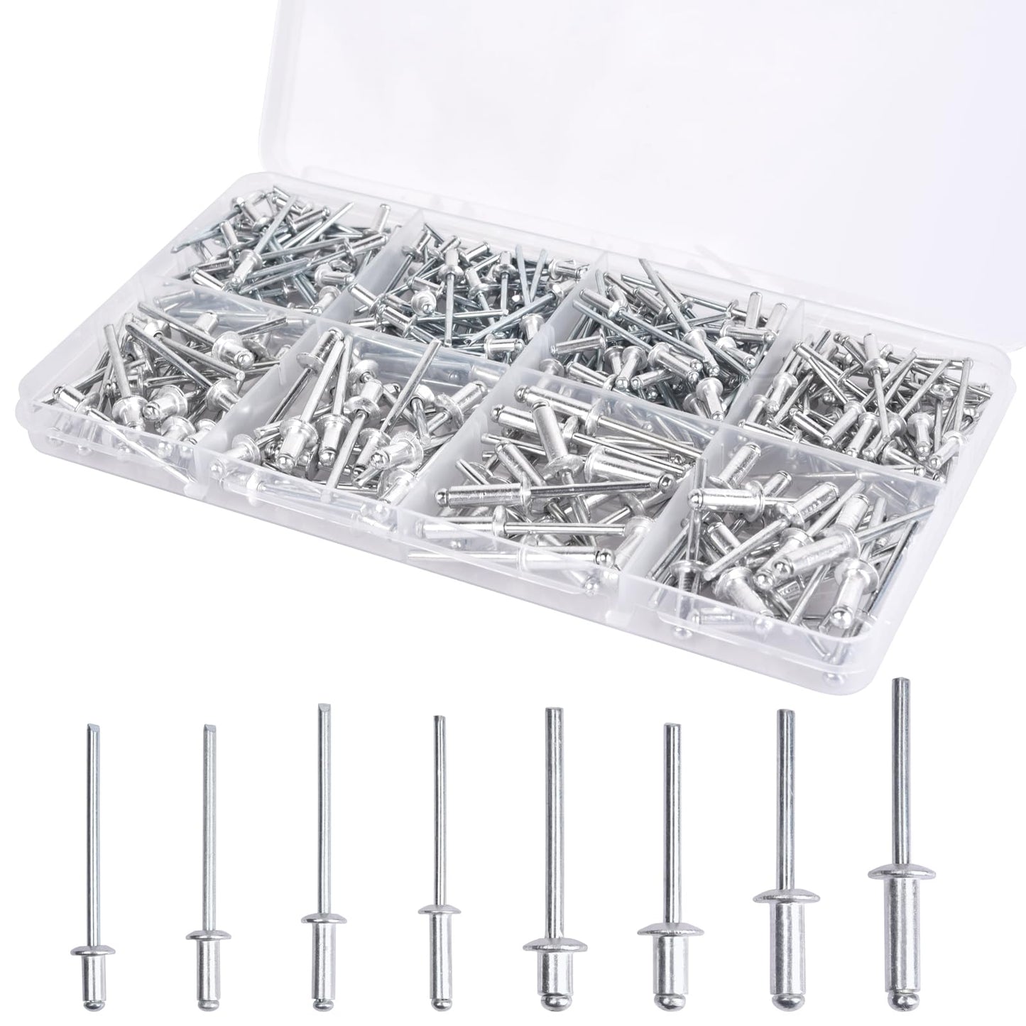 Pop Rivets Assortment Kit - 200 Pcs Aluminum Blind Rivets,8 Sizes