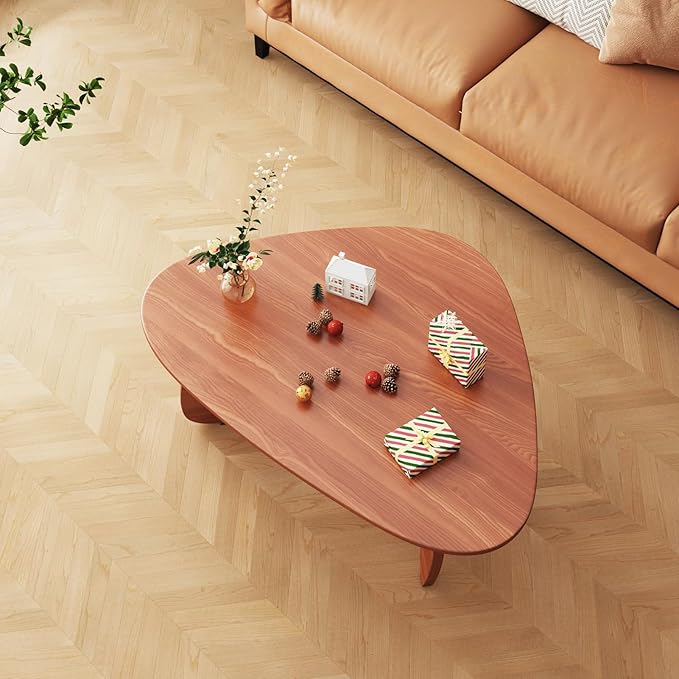 LUCKIIA Coffee Tables Wood Small Farmhouse Coffee Table Mid-Century Modern Wood Center Table for Living Room, Walnut, 35 Inch