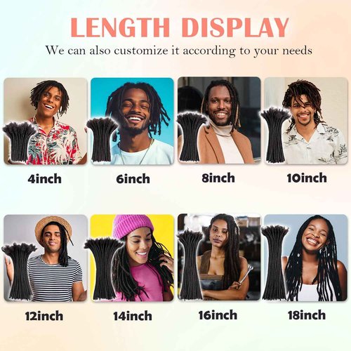 Teresa 12 Inch 0.4cm Width Loc Extension Human Hair Natural Black 30 Strands Full Hand-made Permanent Locs Extensions Can Be Dyed and Bleached for Men/Women/Kids Real Dreadlock Extensions Human Hair