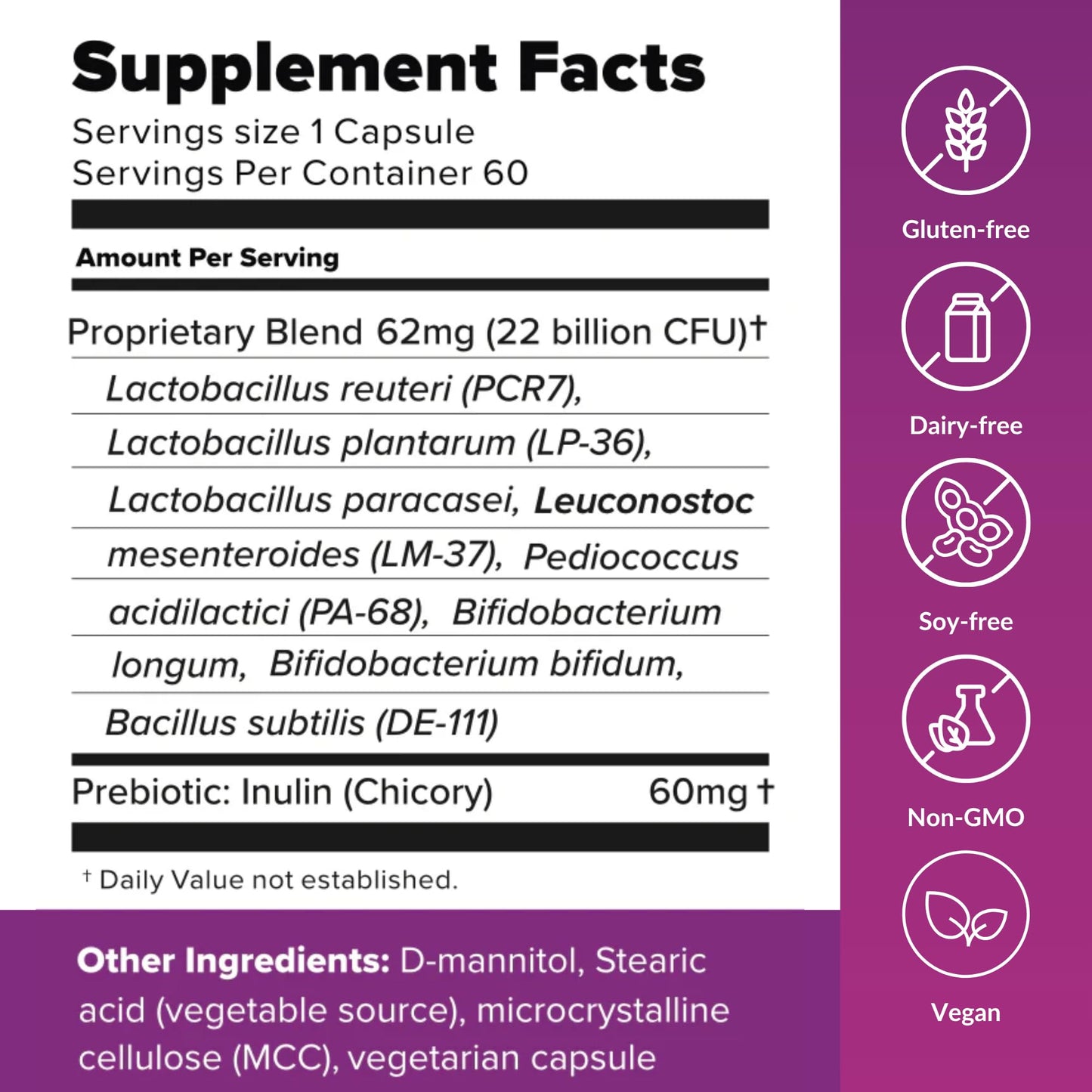 BiotiQuest Sugar Shift Probiotics to Support Against Pathogens and Protect Your Immune System, 22 Billion CFU, Non-GMO, and Gluten Free, 60 Capsules