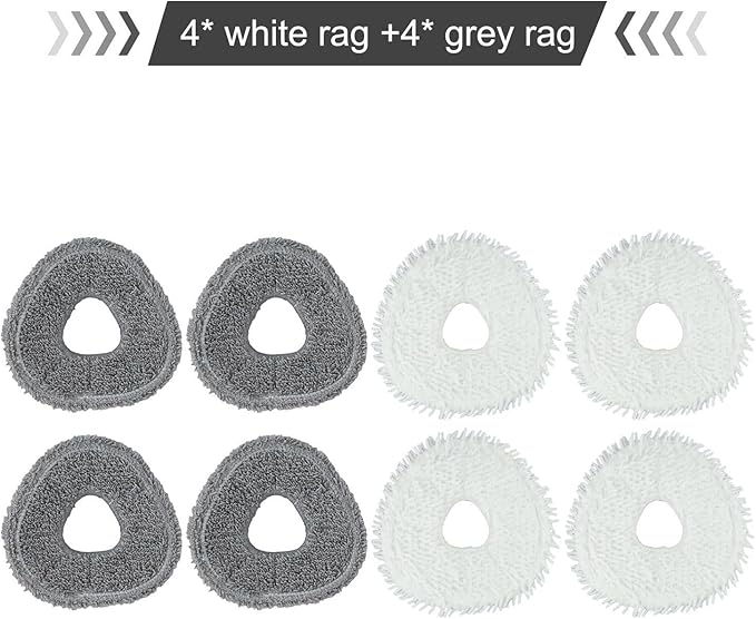Reusable Washable Microfiber Mop Cloth Replacement Set For Narwal For Freo X Ultra J4 J4 Lite Robot Vacuum Cleaner, 4 White Pads And 4 Gray Pads For Efficient Home Floor Cleaning