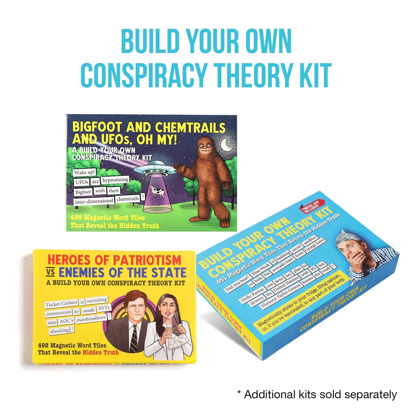 Build Your Own Conspiracy Theory Kit - Funny Fridge Magnet Word Games for Adults (451 Word Tiles)
