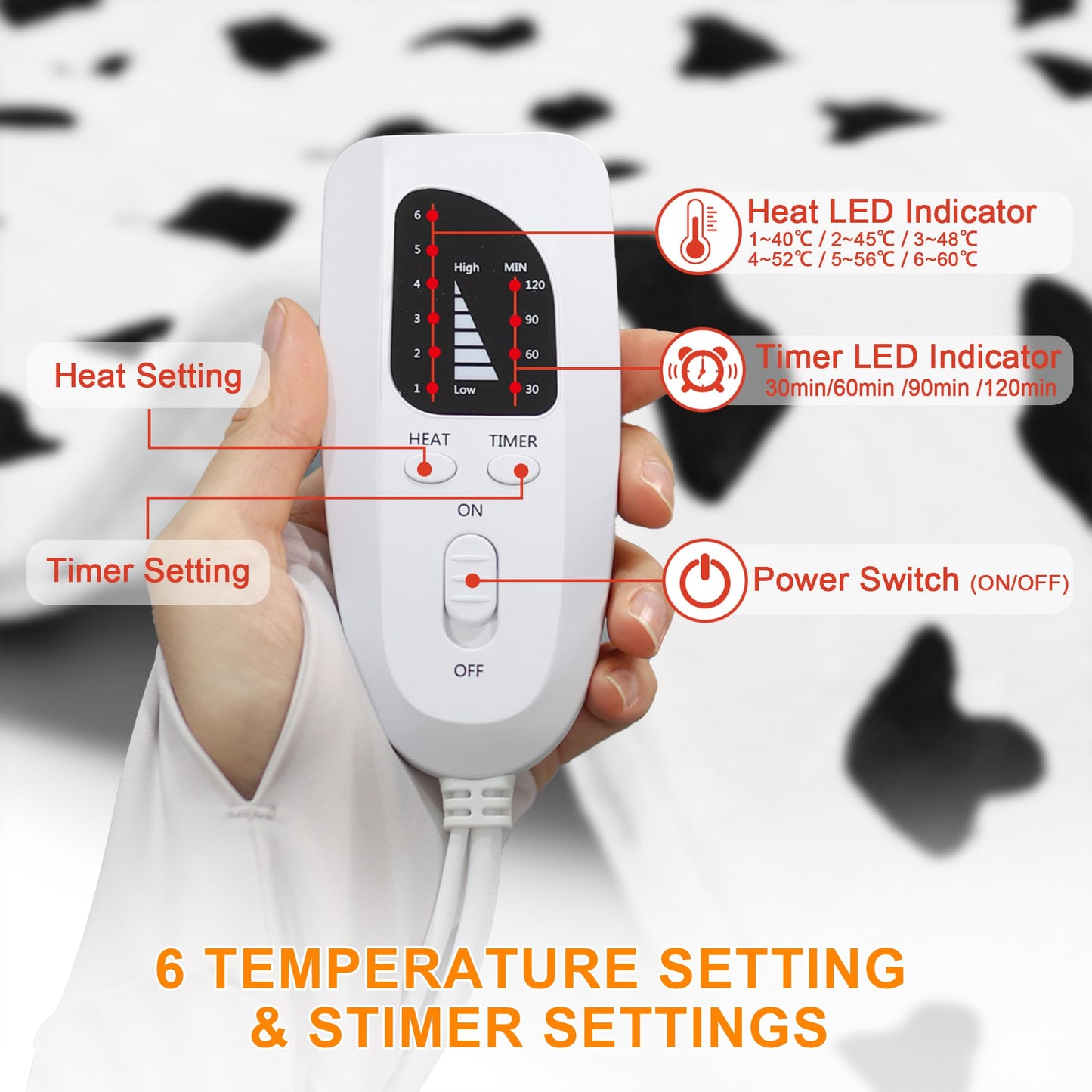 Deepsoon Heating Pad,Electric Heating Pads for Back,Neck,Abdomen,Moist Heating Pad for Shoulder,Knee,Arms,Legs,Dry/Moist Heat & Auto Shut Off,Christmas Gifts for Men and Women,White Black,24x12 Inch