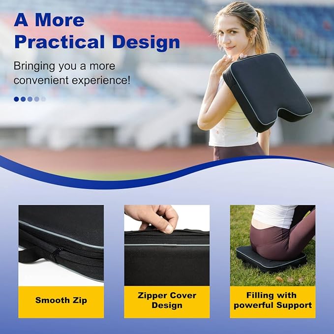 FASTMOMENT 2 Pcs Stadium Seat Cushions - Outdoor Seat Cushions for Bleachers Fashion & Portable Stadium Cushions with Decorative Strips Water-Repellent Stadium Seats for Outdoor Sports Events (Black)