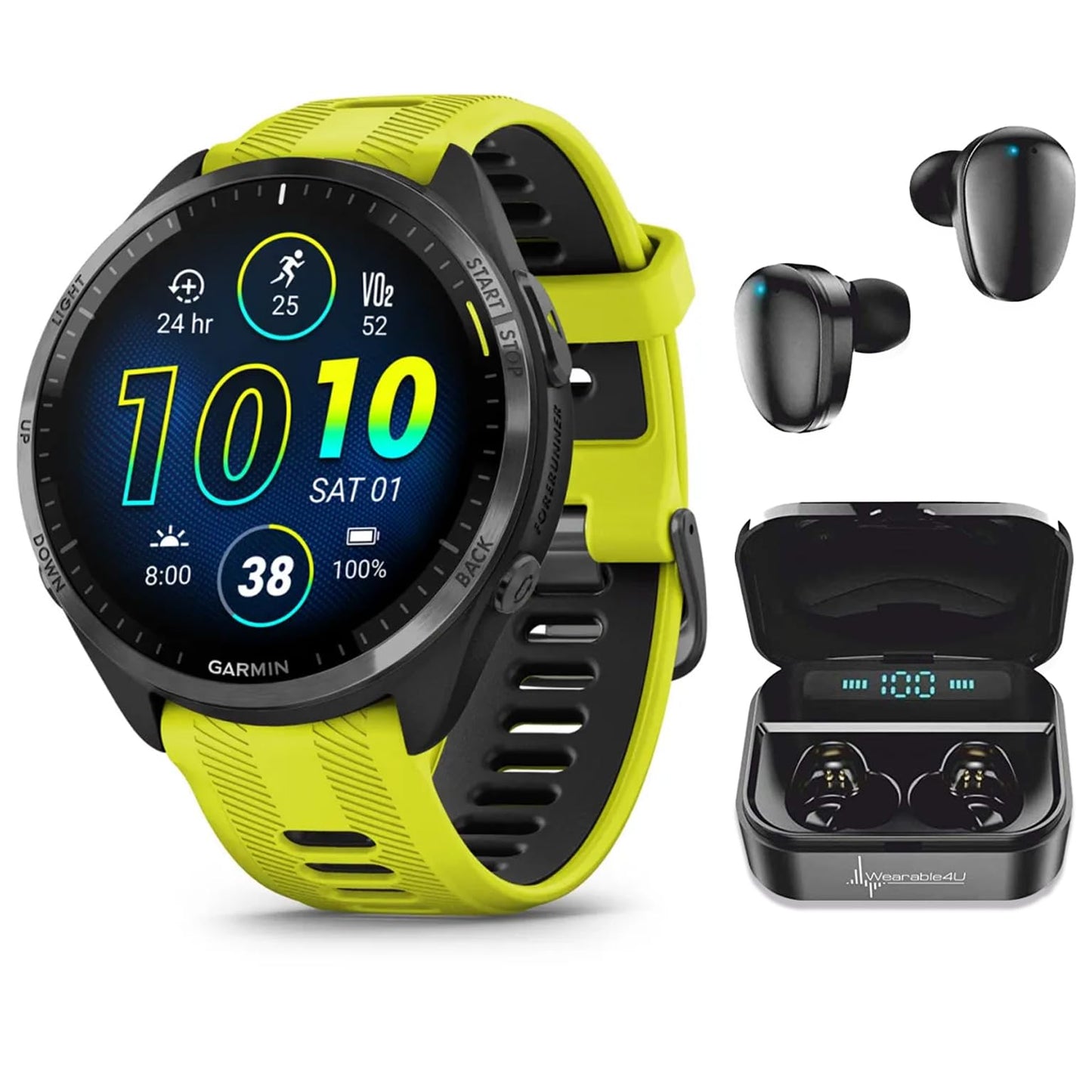 Wearable4U - Garmin Forerunner 965 Premium Gps Running And Triathlon 47 Mm Smartwatch With Amoled Touchscreen Display, Carbon Gr
