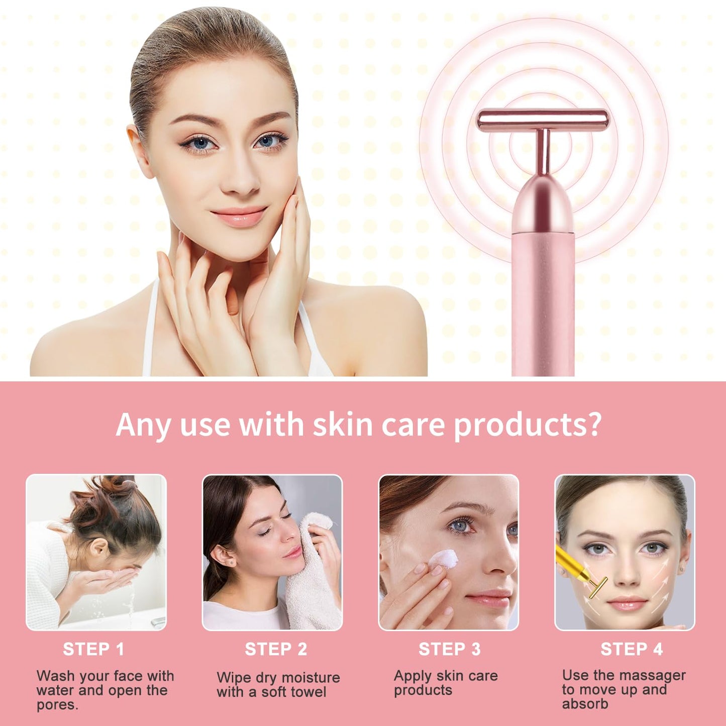 Face Massage Tool Electri Facial Lifting Toning Sculpting Device T Shape Beauty Bar Mini Microcurrent Vibration Massager Wand Fa