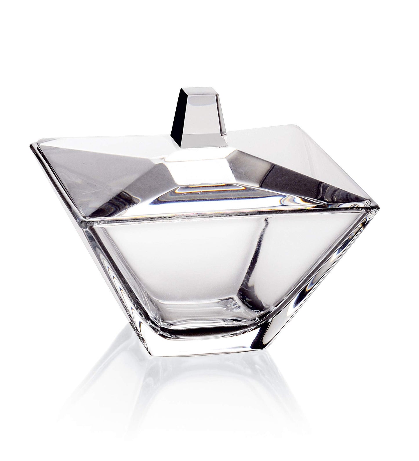 Barski - European Glass - Square - Covered - Candy - Nut - Chocolate - Jewelry - Box - 5.5" Diameter - Made in Europe