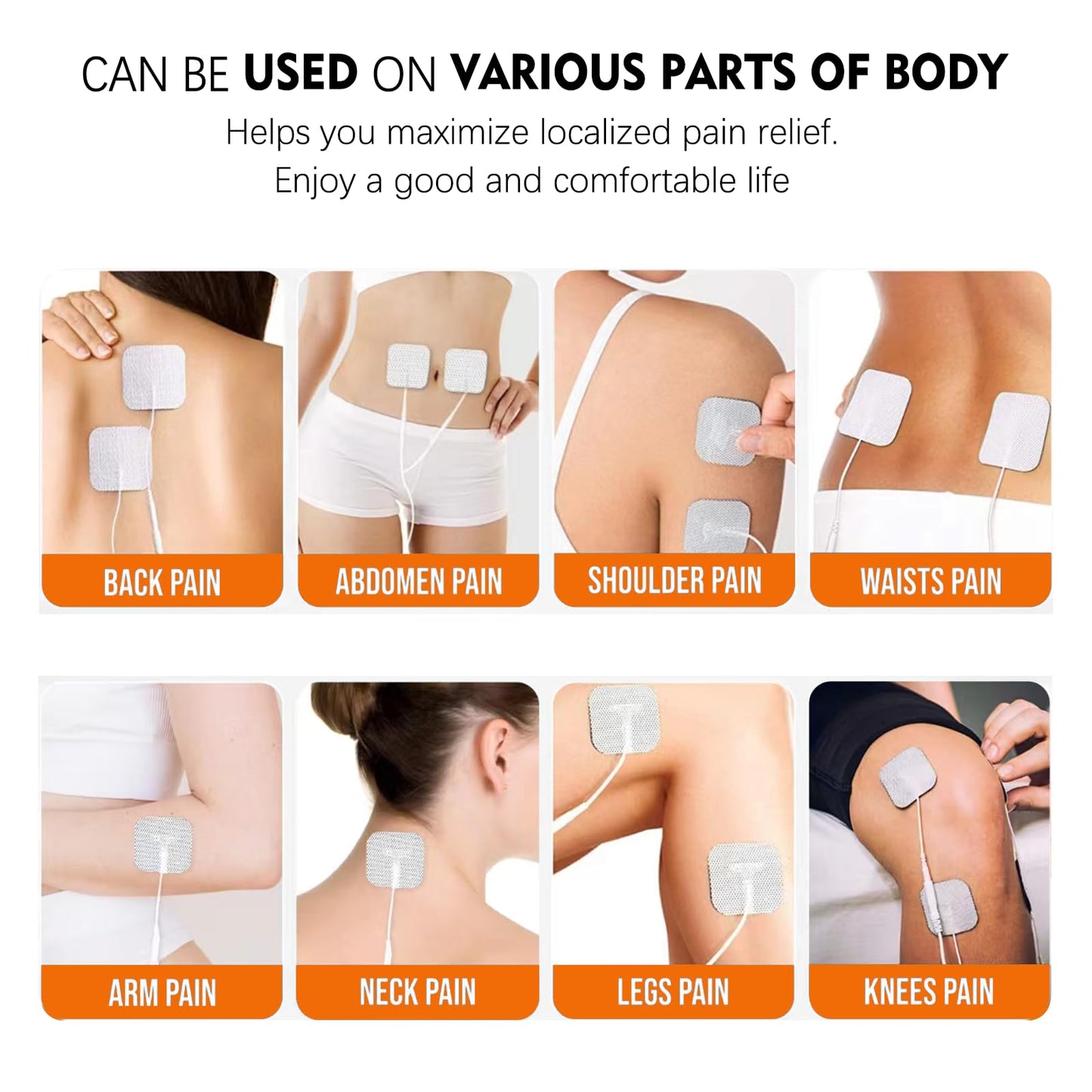 SM Electrodes 24PCS TENS Unit Replacement Pads 2X2, Latex Free Electrodes Use 2mm Pin Connector Lead Wires Compatible with AUVON TENS,TENS 7000,Etekcity,Nicwell Care Tens, TENS Machine