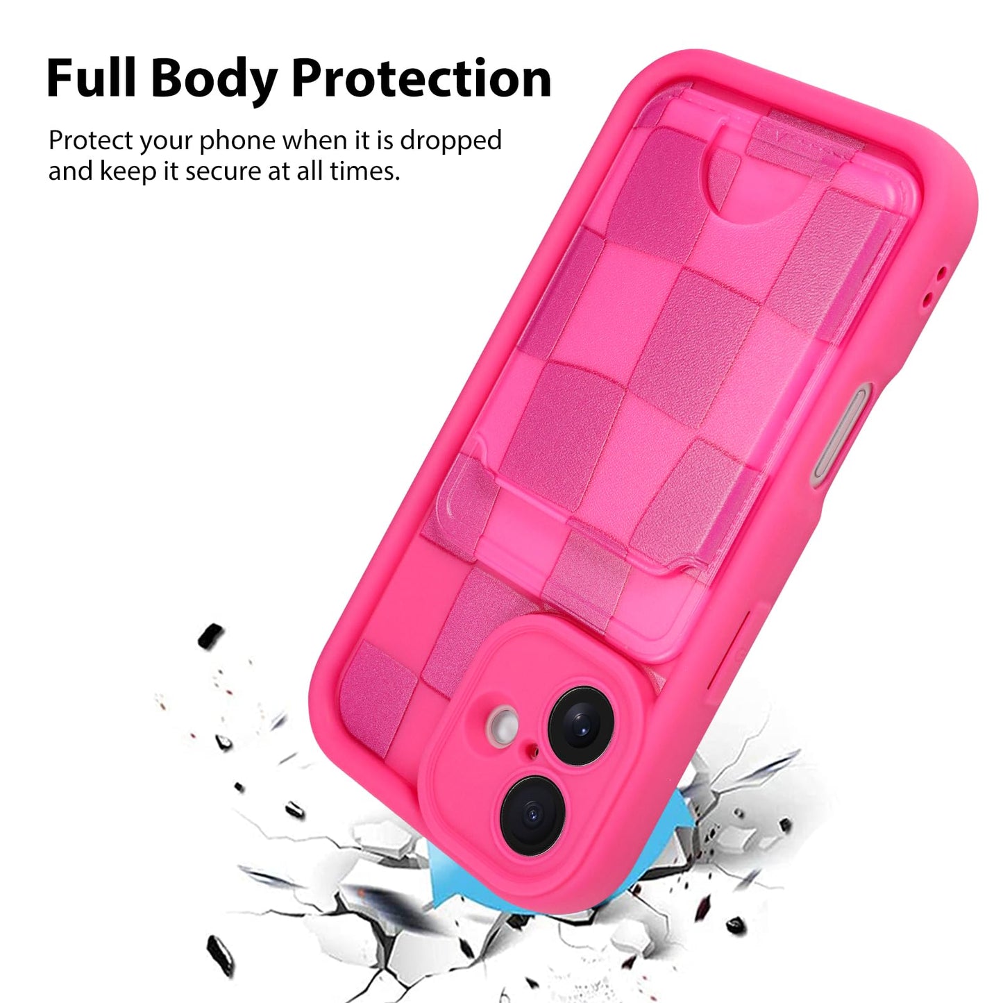 Kanghar Compatible With Iphone 16 Plus Case, Wallet Silicone Checkered Cute Pattern, Card Holder Camera Protection Soft Slim Sho