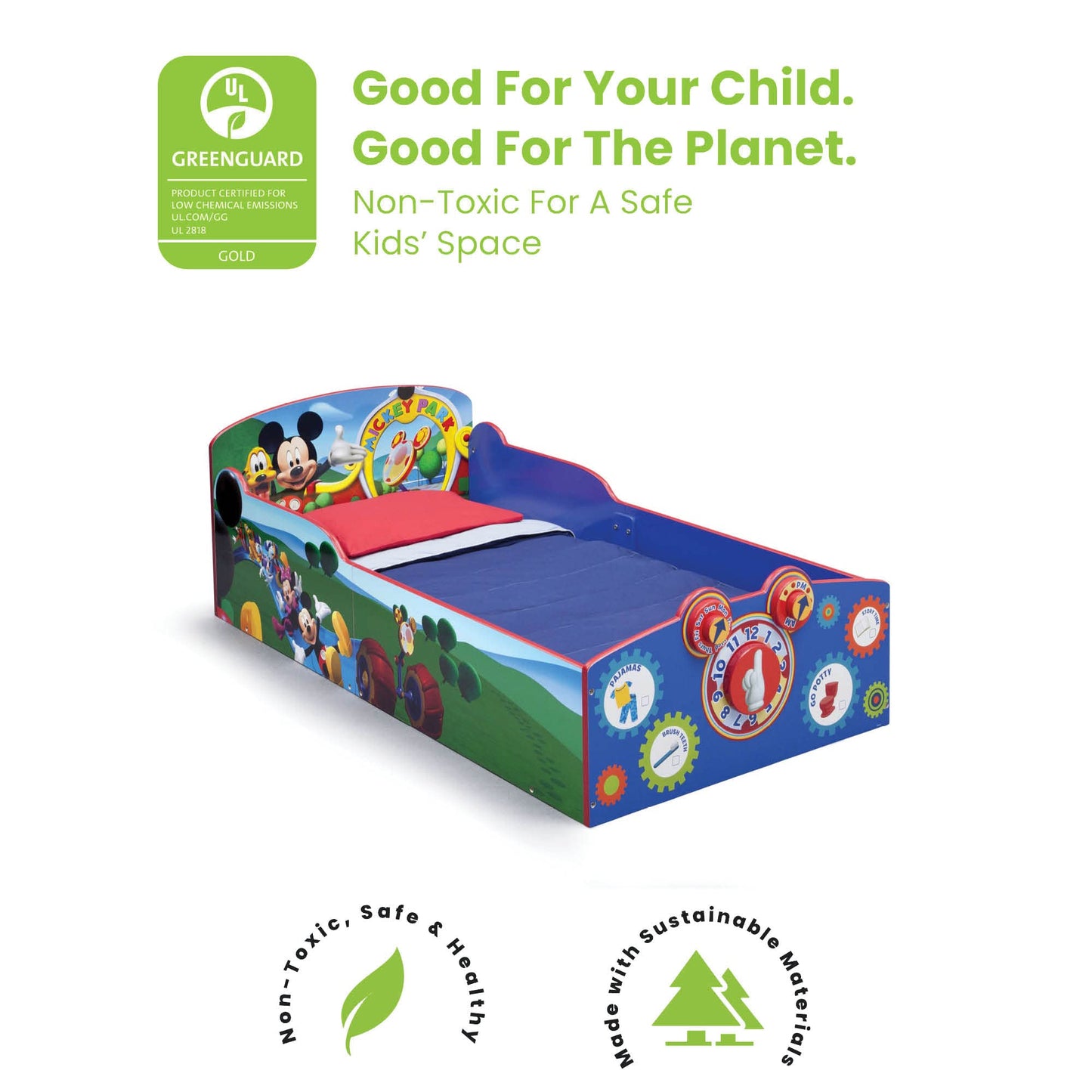 Delta Children Interactive Wood Toddler Bed, Disney Mickey Mouse