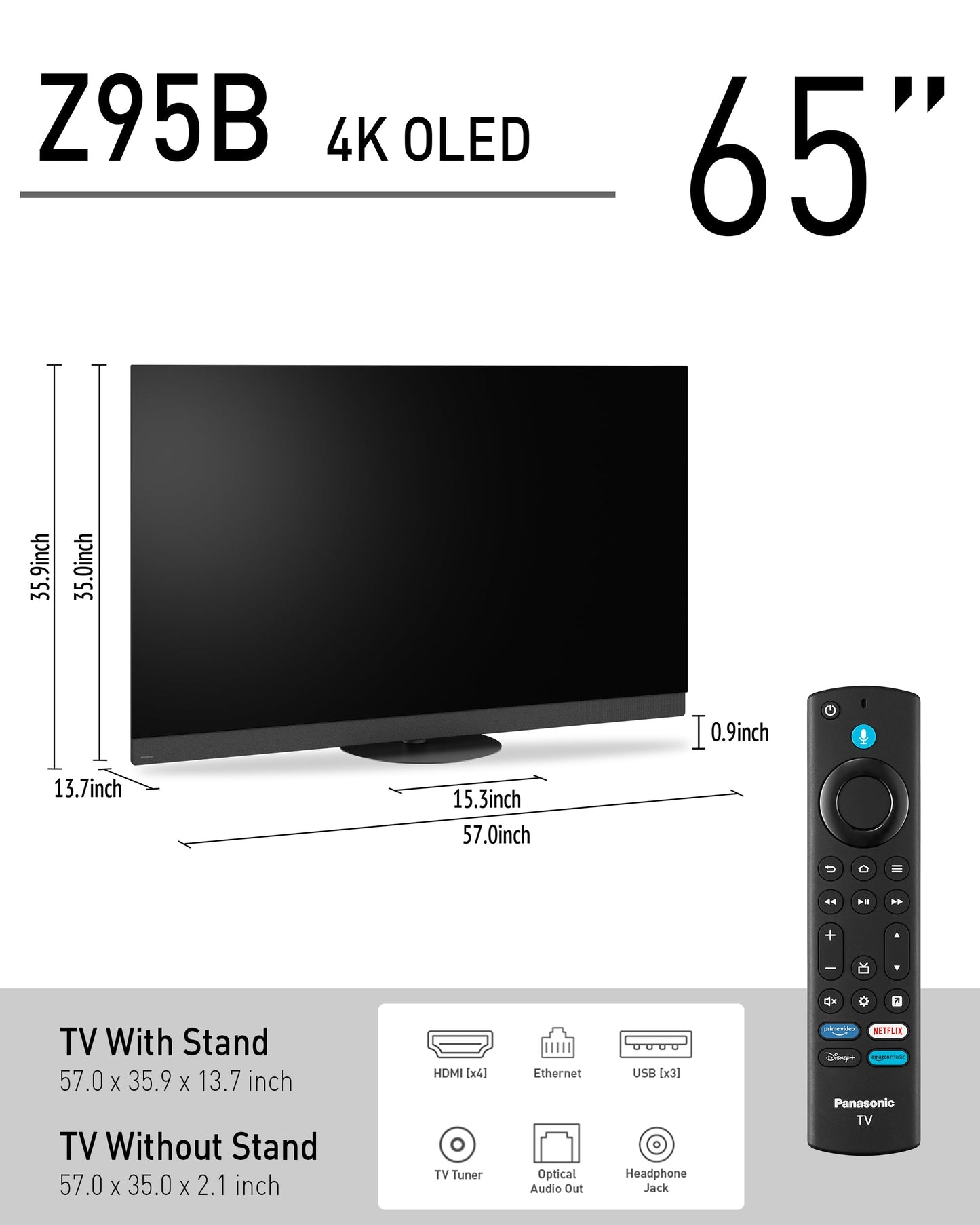 Panasonic Z95 Series (2025 Model) 65-Inch Oled 4K Ultra Hd Smart Fire Tv, Hdr10+ Adaptive, Dolby Vision Iq, 360 Soundscape Pro,