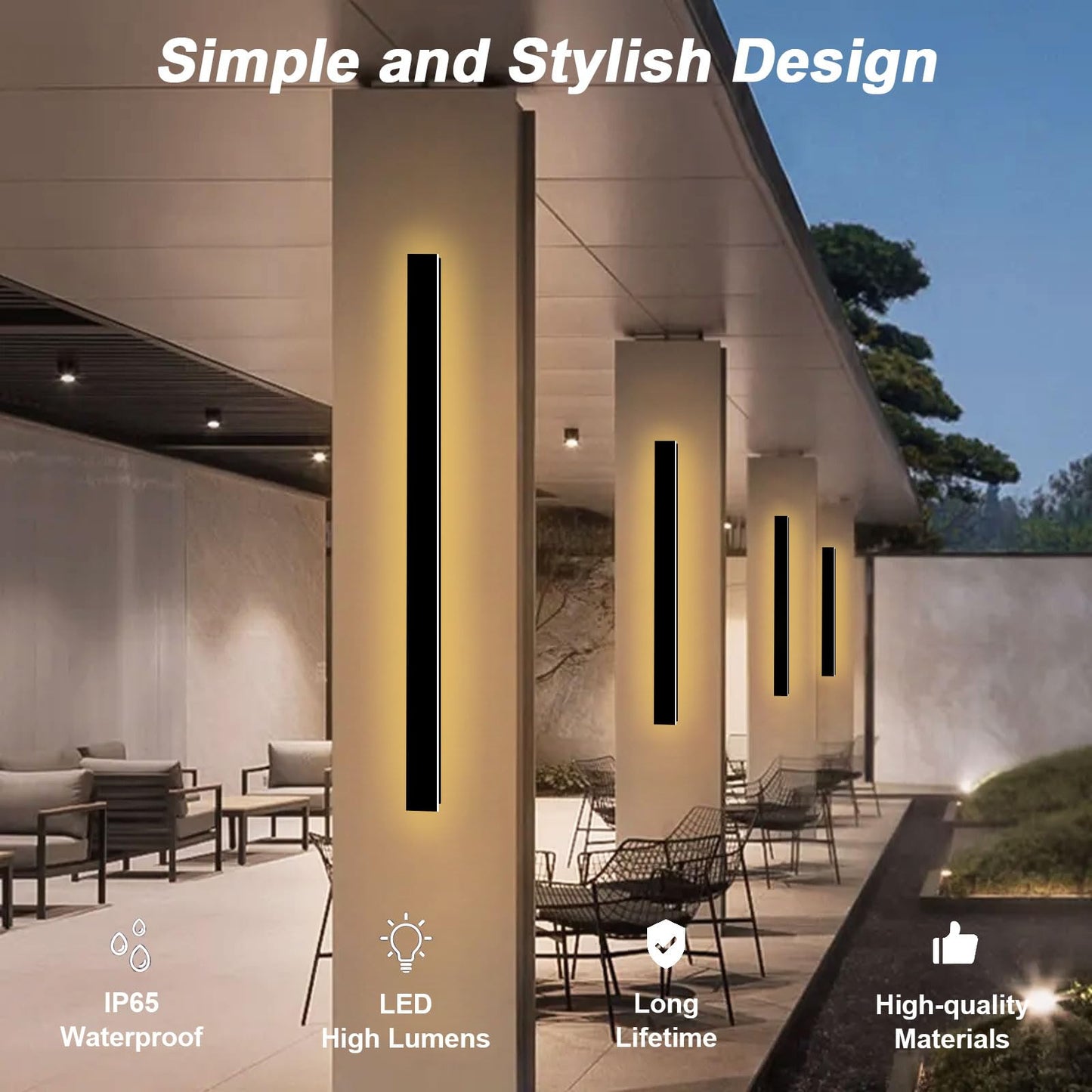 GREMLBUK 47 Inch Outdoor Wall Lights Long Exterior Wall Light Sconce Modern LED Outside Porch Wall Light 3000K IP65 Waterproof Wall Mount Exterior Light Fixtures for House Garage