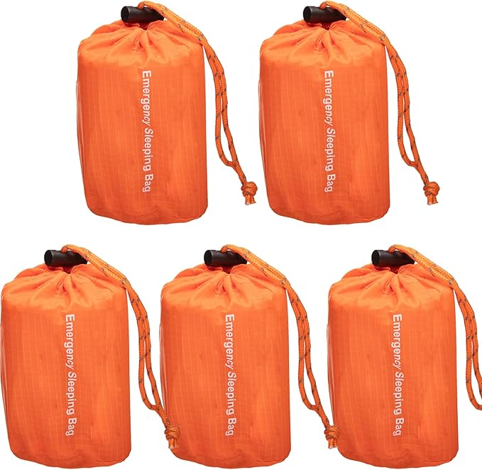 NovaMedic Emergency Sleeping Bag 5 Pack – 84"x36" Thermal Mylar Survival Bivy Sack – Waterproof, Lightweight & Compact Eme...