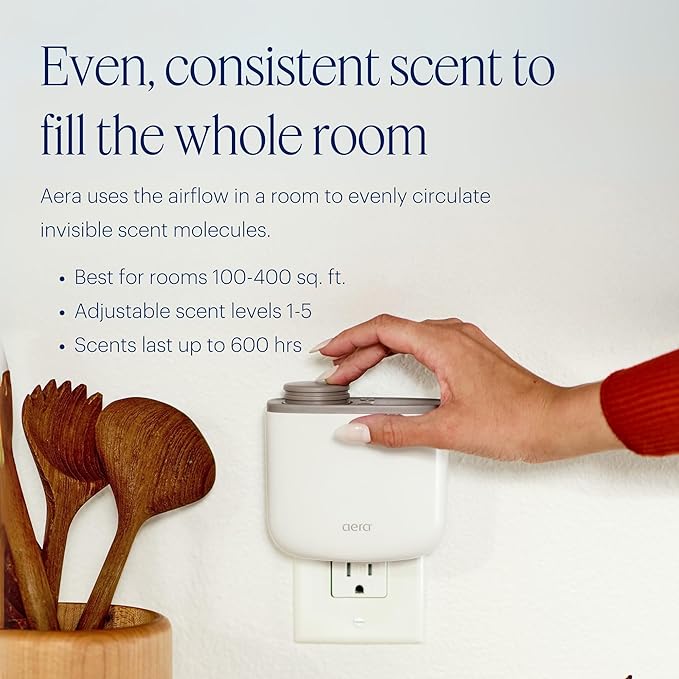 Aera Mini Home Fragrance Diffuser and Mini Beach House Scent Refill Bundle - for Rooms 100-500 Sq Ft - Alexa Compatible, Hypoallergenic, Family and Pet Safe, App Controlled