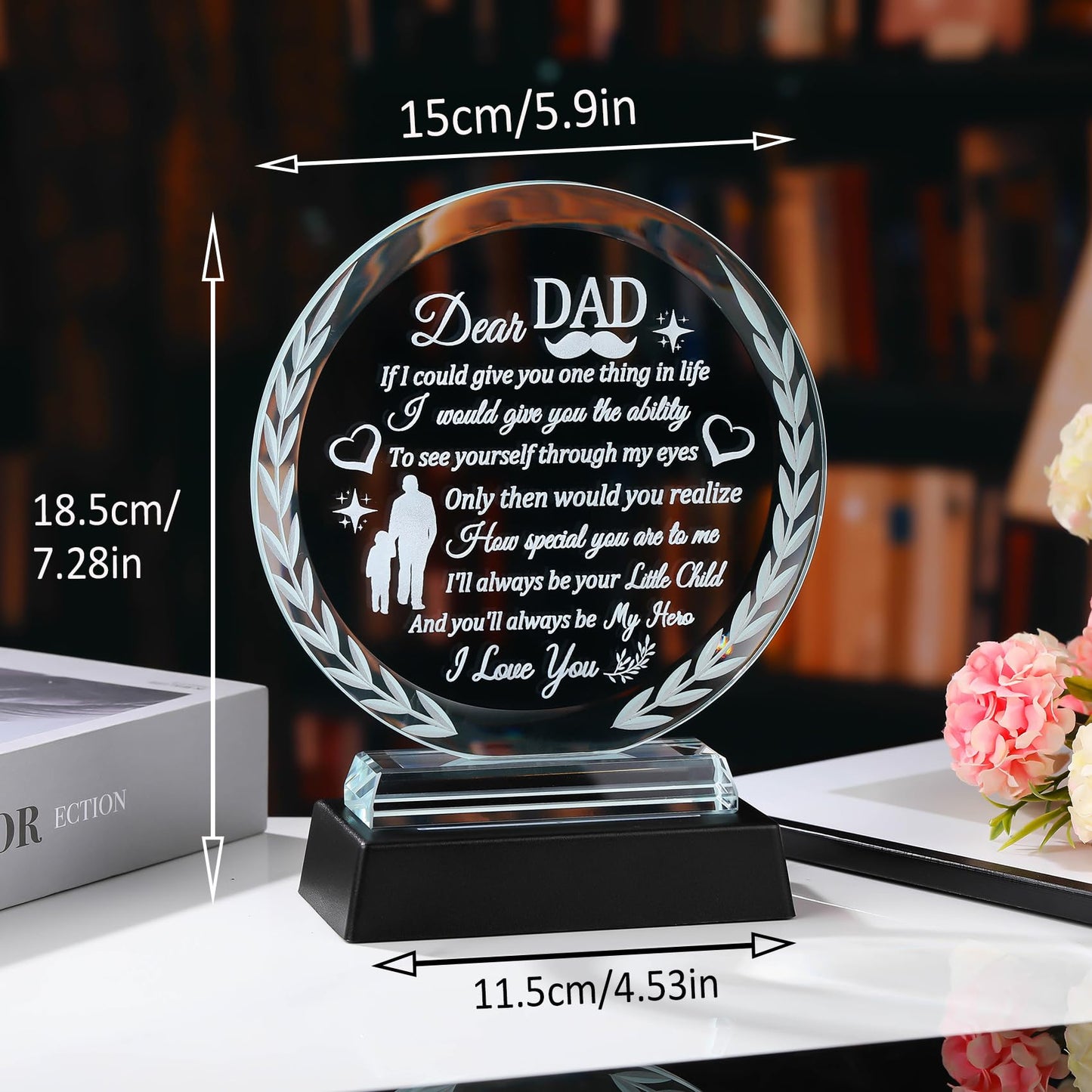 Gifts for Dad from Daughter Son with Light Base, Father's Day Christmas Birthday Gifts for Dad Who Wants Nothing Dad Gifts from Daughter Son, To My Dad Gifts Ideas